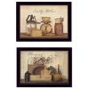 Set Of Two Candlelight and Flowers 3 Black Framed Print Wall Art