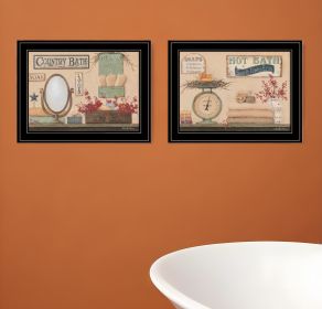 Set Of Two Country Bath III 2 Black Framed Print Bathroom Wall Art