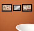 Set Of Three Wash Room Black Rim Frame Bathroom Wall Art with Hooks