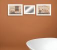 Set Of Three Wash Room White Frame Bathroom Wall Art with Hooks