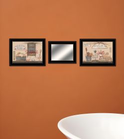 Set Of Three Wash Room 2 Black Framed Print Bathroom Wall Art