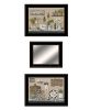 Set Of Three Farmhouse Kitchen Black Framed Kitchen Wall Art With Mirror And Hooks