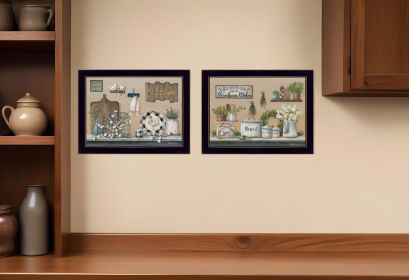 Set Of Two Farmhouse Kitchen 3 Black Framed Print Kitchen Wall Art