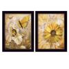 Set Of Two Flowers and Butterflies 3 Black Framed Print Wall Art