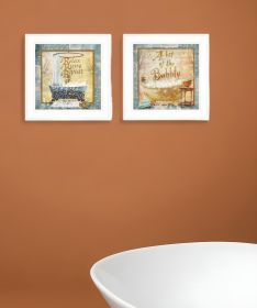 Set Of Two A Bit of Bubbly 1 White Framed Print Bathroom Wall Art