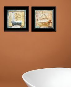 Set Of Two A Bit of Bubbly 2 Black Framed Print Bathroom Wall Art