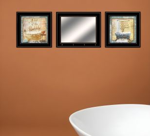 Set Of Three A Bit of Bubbly 2 Black Framed Print Bathroom Wall Art