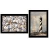 Set Of Two Cape Hatteras Lighthouse and Sea Shells 4 Black Framed Print Wall Art