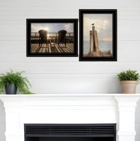 Set Of Two By The Sea 2 Black Framed Print Wall Art