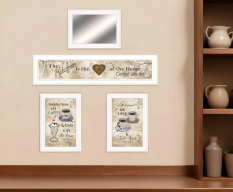 Set Of Four Love of Nature Kitchen 5 White Framed Print Kitchen Wall Art