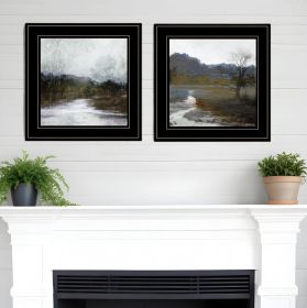 Set Of Two Winter Landscape 2 Black Framed Print Wall Art