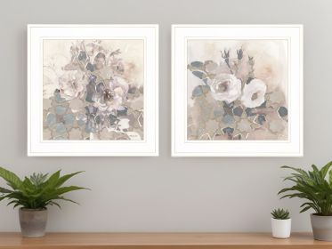 Set Of Two Transitional Blooms 1 White Framed Print Wall Art