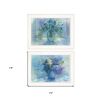 Set Of Two Susies Blue Bouquet 1 White Framed Print Wall Art