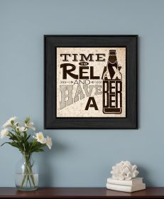 BeerTime to Relax Black Framed Print Wall Art