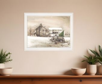 Bringing Home the Tree 2 White Framed Print Wall Art