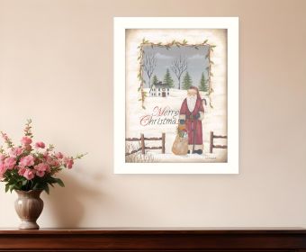 Merry Christmas White Framed Print Wall Art