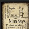 Nina Says 2 Black Framed Print Wall Art