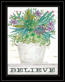 Believe Succulents 3 Black Framed Print Wall Art