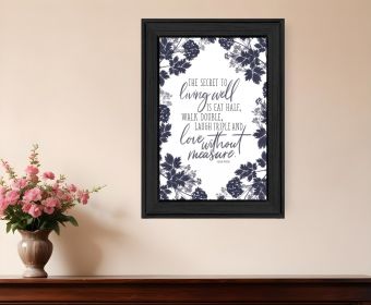 The Secret to Living Well 2 Black Framed Print Wall Art