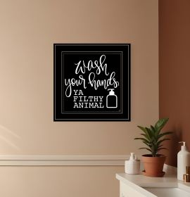 Wash Your Hands 2 Black Framed Print Bathroom Wall Art