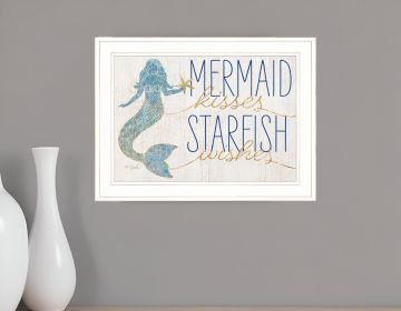 Mermaid Kisses Starfish Wishes 2 White Framed Print Wall Art