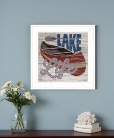 Lake Life Canoe 2 White Framed Print Wall Art