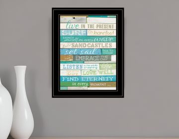 Live in the Present 3 Black Framed Print Wall Art