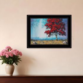 Red Tree 1 Black Framed Print Wall Art