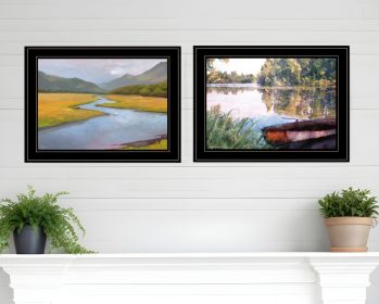 Set Of Two Serene Water 2 Black Framed Print Wall Art