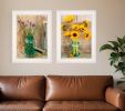 Set Of Two Country Sunflowers and Chives 1 White Framed Print Wall Art