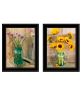 Set Of Two Country Sunflowers and Chives 2 Black Framed Print Wall Art