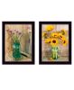 Set Of Two Country Sunflowers and Chives Black Framed Print Wall Art