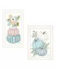 Set Of Two Floral Pumpkins 2 White Framed Print Wall Art