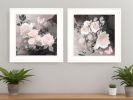 Set Of Two Noir Roses 1 White Framed Print Wall Art