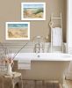 Set Of Two Sand Castle and Footprints 1 White Framed Print Wall Art