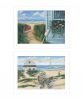 Set Of Two Sand Castle and Footprints 3 White Framed Print Wall Art