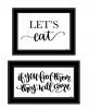 Set Of Two Lets Eat or Feed Them 2 Black Framed Print Kitchen Wall Art