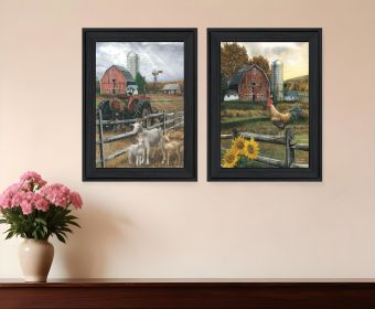 Set Of Two Farm Life Black Framed Print Wall Art