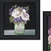 Set Of Two Lilac and Wild Plum Bouquet Black Framed Print Wall Art