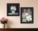 Set Of Two Lilac and Wild Plum Bouquet Black Framed Print Wall Art