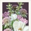 Set Of Two Lilac and Wild Plum Bouquet White Framed Print Wall Art