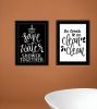 Set Of Two Clean or Shower Together Black Framed Print Bathroom Wall Art