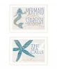 Set Of Two Mermaid Kisses Starfish Wishes 2 White Framed Print Wall Art