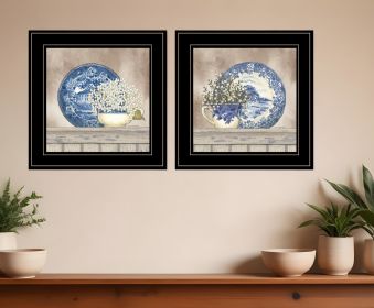 Set Of Two The Farmhouse Blues Black Framed Print Wall Art