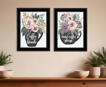 Set Of Two More Coffee Please or Coffee Break Black Framed Print Kitchen Wall Art