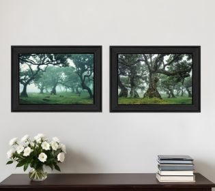 Set Of Two Enchanted Forest 2 Black Framed Print Wall Art