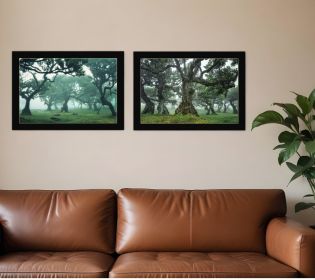 Set Of Two Enchanted Forest 4 Black Framed Print Wall Art