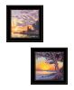 Set Of Two Carmel Beach and Lighthouse Black Framed Print Wall Art