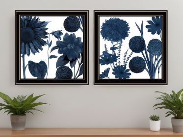 Set Of Two Sunflower Blues 1 Black Framed Print Wall Art