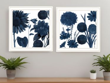 Set Of Two Sunflower Blues 2 White Framed Print Wall Art